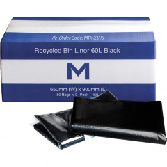 Rubbish Bin Liner-Black 60L - 50 per pack