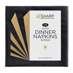 Black Dinner Napkin 2 Ply 1/4 Fold