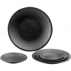 Melamine Black Swirl Round Plate